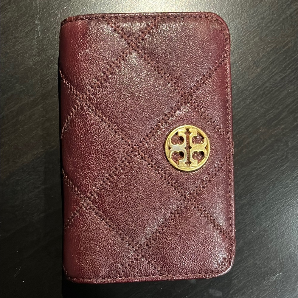 Tory Burch Burgundy Leather Phone Case